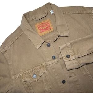 Levi Strauss Men’s Tan Brown Denim Cotton Trucker Jacket Size XL